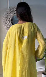 Load image into Gallery viewer, Women&#39;s Lakhnavi Handcrafted Mul Chanderi Chikankari Stitched Kurta, Dupatta And Pant Set - HONC0295595
