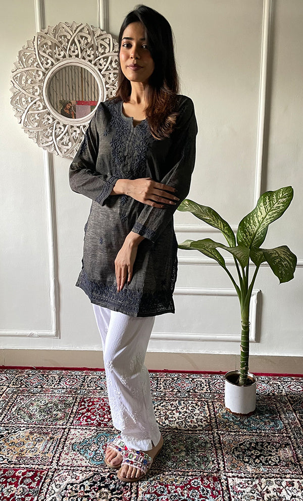 Women's Lakhnavi Handcrafted Cotton Chikankari Top - HONC0331497