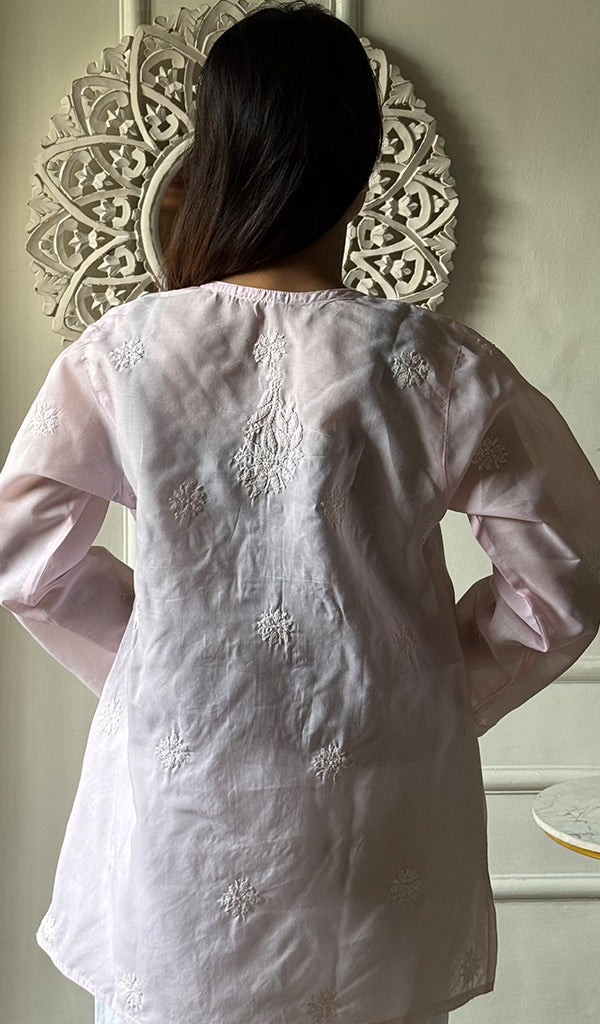 Women's Lakhnavi Handcrafted Cotton Chikankari Top - HONC0347216