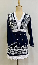 将图像加载到图库查看器中， Women&#39;s Lakhnavi Handcrafted Modal Cotton Chikankari Top - HONC0230638
