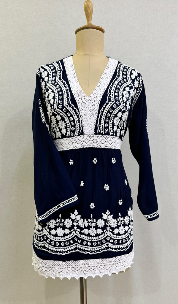 Women's Lakhnavi Handcrafted Modal Cotton Chikankari Top - HONC0230638