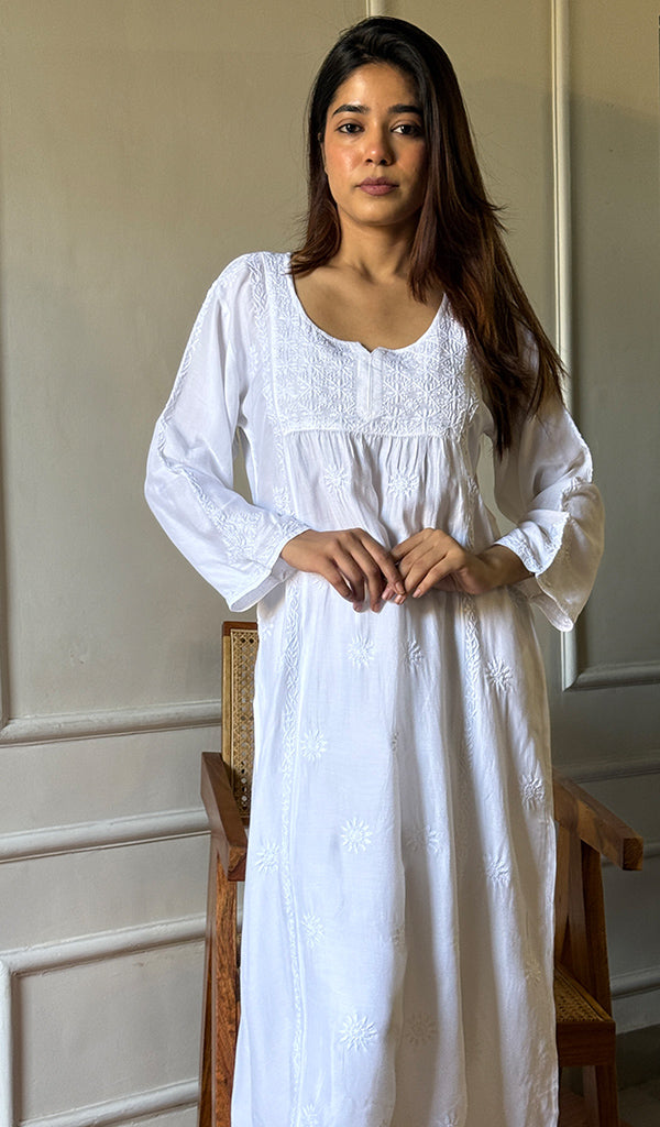 Women's Lucknowi Handcrafted Muslin Chikankari Kurti - HONC0202066