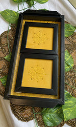 Load image into Gallery viewer, Handcrafted Chikankari Tray with Two Coasters – Wooden Frame - HONC0295548
