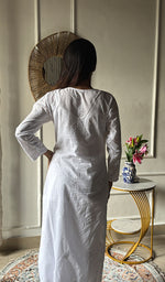 将图像加载到图库查看器中， Women's Lakhnavi Handcrafted Cotton Chikankari Kurti - HONC0347113