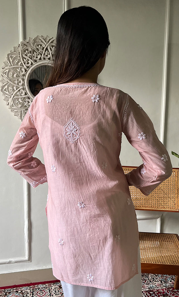 Ishani Women's Lakhnavi Handcrafted Mul Chanderi Chikankari Top - HONC0325418