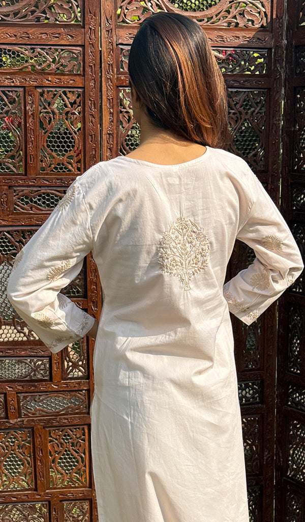 Women's Lucknowi Handcrafted Modal Cotton Chikankari Kurti - HONC0234374