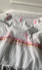 将图像加载到图库查看器中， Women's Lakhnavi Handcrafted Mul Chanderi Unstitched Chikankari Kurta And Dupatta Set - HONC0321889
