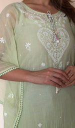 Women's Lucknowi Handcrafted Mul chanderi Chikankari Kaftan - HONC0390104