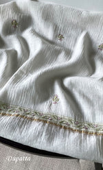 Load image into Gallery viewer, Women&#39;s Lakhnavi Handcrafted Mul Chanderi Semi - Stitched Kurta And Dupatta Set - HONC0314225
