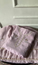 Load image into Gallery viewer, Mahira Women's Lakhnavi Handcrafted Mul Chanderi Unstitched Chikankari Full Suit - HONC0355238