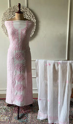 Load image into Gallery viewer, Women's Lakhnavi Handcrafted Mul Chanderi Unstitched Kurta And Dupatta Set - HONC0317226