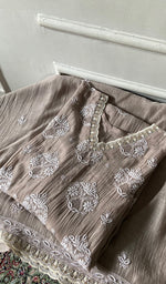 将图像加载到图库查看器中， Women's Lakhnavi Handcrafted Mul Chanderi Semi - Stitched Kurta And Dupatta Set - HONC0374243