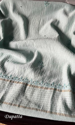 将图像加载到图库查看器中， Women&#39;s Lakhnavi Handcrafted Maheshwari Mul Chanderi Unstitched Kurta And Dupatta Set- HONC0273018
