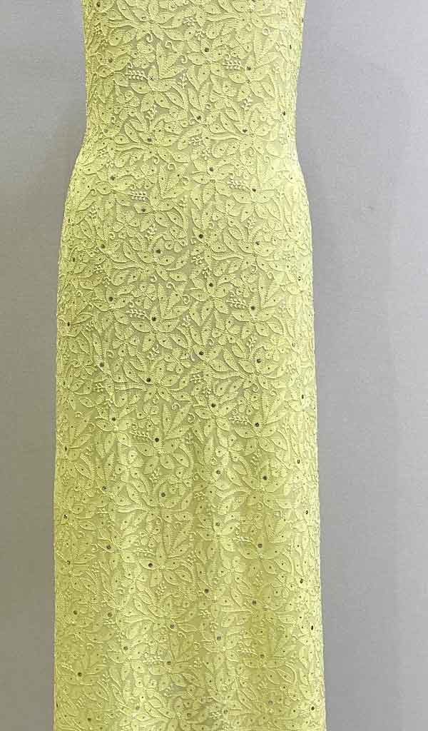 Women's Lakhnavi Handcrafted Viscose Georgette Chikankari Unstitched Kurti Fabric - HONC0206907