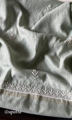 将图像加载到图库查看器中， Mehr Women&#39;s Lakhnavi Handcrafted Maheshwari Mul Chanderi Unstitched Kurta And Dupatta Set- HONC0286684
