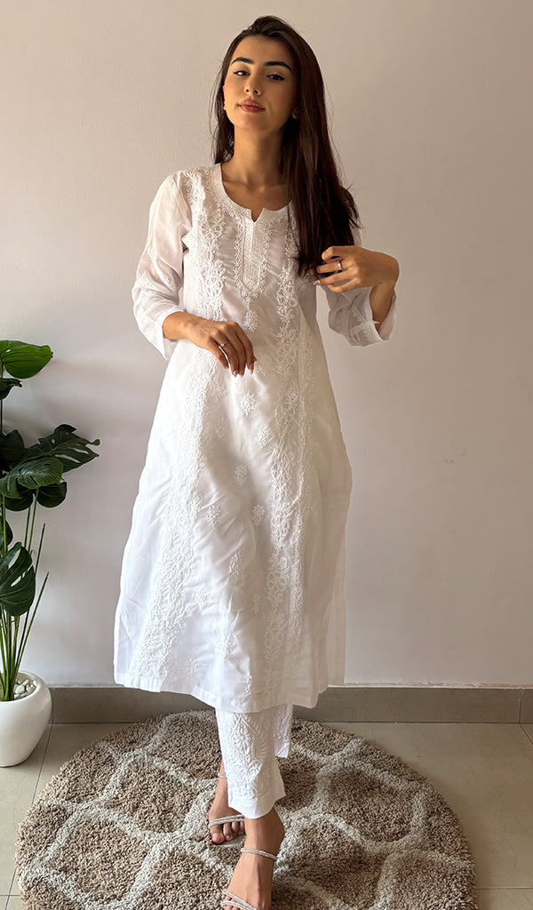 Women's Lakhnavi Handcrafted Cotton Chikankari Kurti - HONC0364203