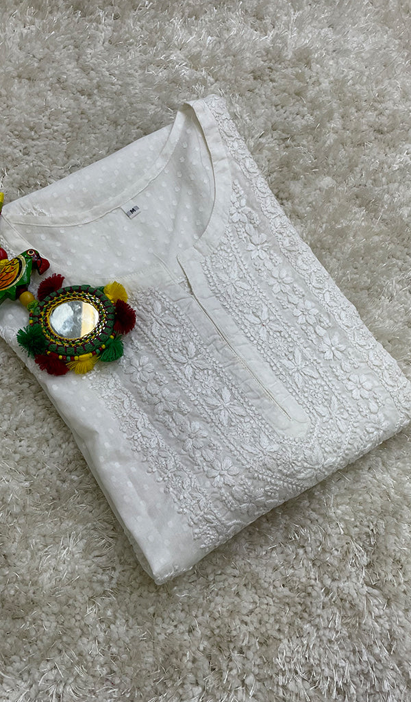 Women's Lucknowi Handcrafted Cotton Chikankari Kurti - HONC0161033