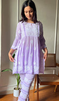 Mishika Women's Lakhnavi Handcrafted Cotton Chikankari Kurta And Palazzo Set - HONC0293826