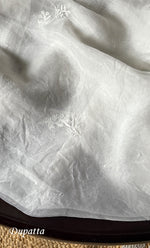 Load image into Gallery viewer, Women&#39;s Lakhnavi Handcrafted Pure Organza Chikankari Unstitched Kurta And Dupatta Set- HONC0303190

