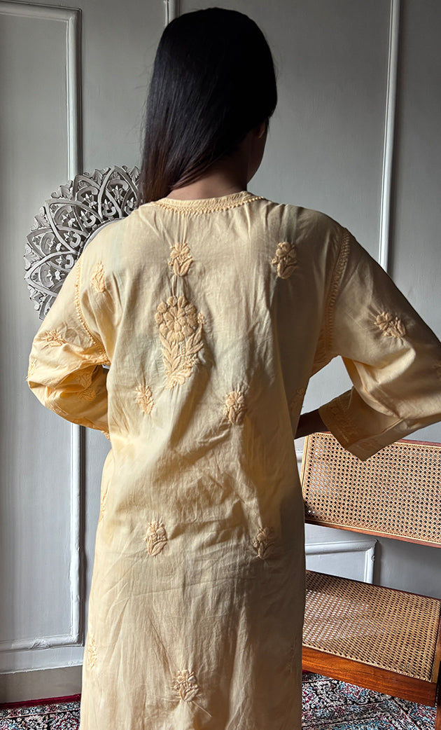 Women's Lakhnavi Handcrafted Cotton Chikankari Kurta And Palazzo Set - HONC0286935