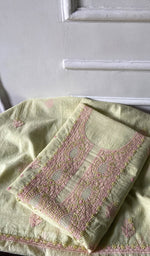 Load image into Gallery viewer, Zoha Women's Lakhnavi Handcrafted Mul Chanderi Unstitched Kurta And Dupatta Set- HONC0365500