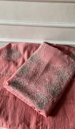 将图像加载到图库查看器中， Women's Lakhnavi Handcrafted Mul Chanderi Unstitched Kurta And Dupatta Set- HONC0363910