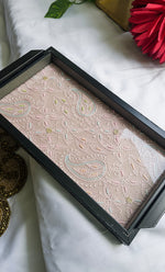 Load image into Gallery viewer, Chikankari Tray with Two Coasters - HONC0254754
