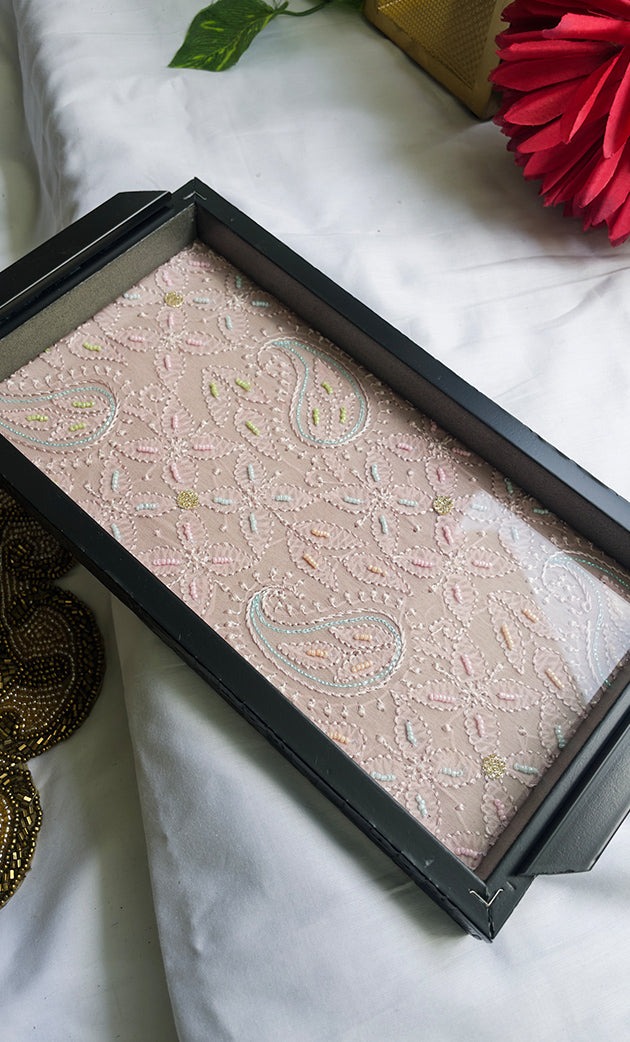 Chikankari Tray with Two Coasters - HONC0254754