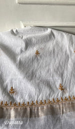 Load image into Gallery viewer, Women's Lakhnavi Handcrafted Chanderi Silk Unstitched Kurta And Dupatta Set - HONC0317072