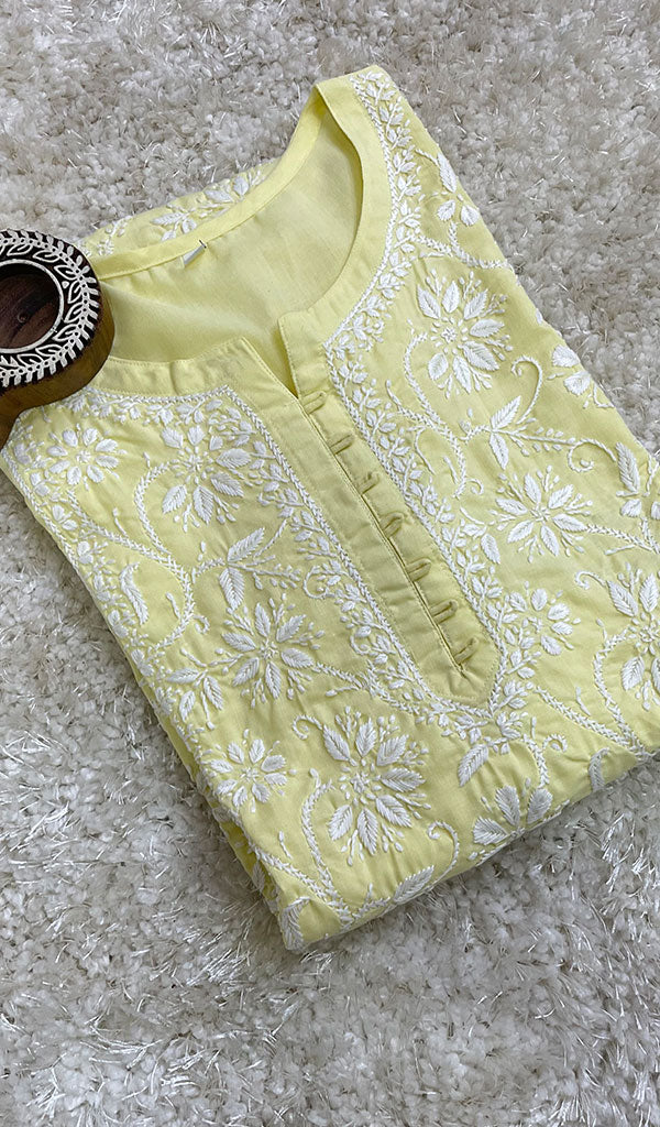 Women's Lucknowi Handcrafted Cotton Chikankari Kurti - HONC0164353