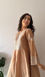 Load image into Gallery viewer, Women's Lucknowi Handcrafted Mul Chanderi Stitched Chikankari Kurta And Plazzo Set- HONC0545444