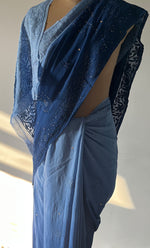 Load image into Gallery viewer, Women&#39;s Lakhnavi Handcrafted Viscose Georgette Chikankari Saree - HONC0271083
