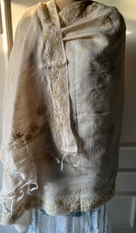 Load image into Gallery viewer, Women&#39;s Lakhnavi Handcrafted  Munga Silk Chikankari Dupatta - HONC0180051
