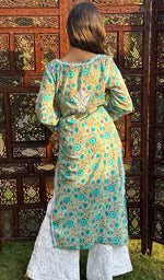 Load image into Gallery viewer, Women&#39;s Lucknowi Handcrafted Cotton Chikankari Kurti - HONC0120076
