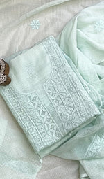 Load image into Gallery viewer, Women&#39;s Lakhnavi Handcrafted Kota Cotton Chikankari Kurta And Dupatta Set - HONC0209592
