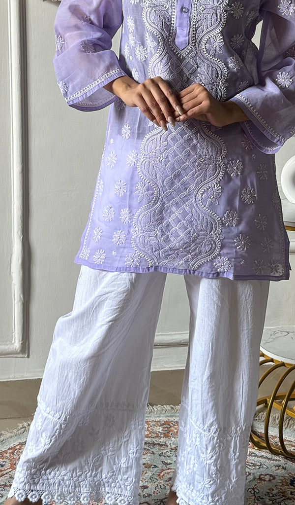 Women's Lucknowi Handcrafted Cotton Chikankari Palazzo - HONC0346674