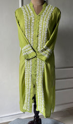 Load image into Gallery viewer, Women&#39;s Lucknowi Handcrafted Cotton Chikankari Kurti - HONC0301011
