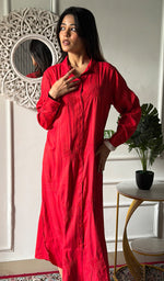 Load image into Gallery viewer, Vaishali Women's Lucknowi Handcrafted Cotton Chikankari Long Dress - HONC0341819