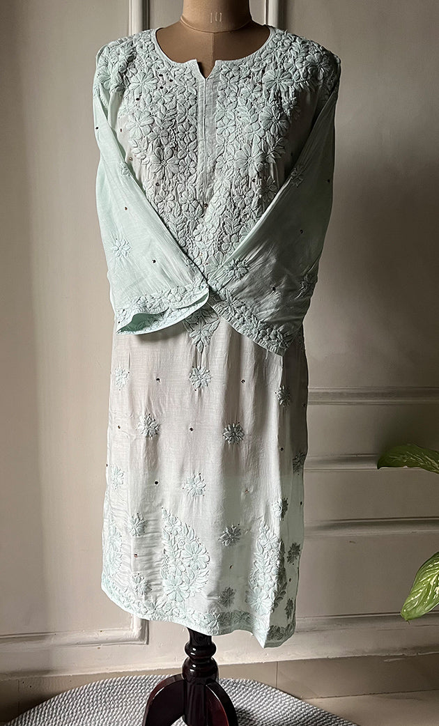 Women's Lakhnavi Handcrafted Muslin Chikankari Kurti - HONC0175654