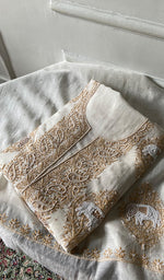 Load image into Gallery viewer, Haathi Women's Lakhnavi Handcrafted Mul Chanderi Unstitched Kurta And Dupatta Set - HONC0317803