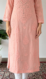 Women's Lakhnavi Handcrafted Viscose Georgette Chikankari Kurti - HONC0394234