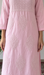 لکھنوی ہاتھ سے تیار کردہ کپاس چکنکاری کورتی - HONC0135309