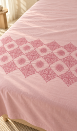 Lakhnavi Handcrafted Cotton Chikankari Bedsheet Set - HONC0394537