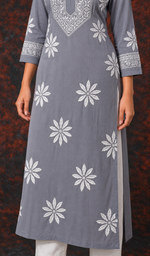 Aafia Women's Lucknowi Handcrafted Cotton Chikankari Kurti - HONC0162930