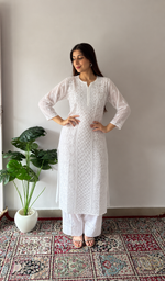 Women's Lucknowi Handcrafted Cotton Chikankari Kurti - HONC0280041
