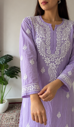 Women's Lucknowi Handcrafted Modal Cotton Chikankari Dress - HONC0231001