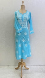 将图像加载到图库查看器中， Lucknowi Handcrafted Cotton Chikankari Kurti-HONC0148368
