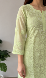 Women's Lakhnavi Handcrafted Viscose Georgette Chikankari Kurti - HONC0181646
