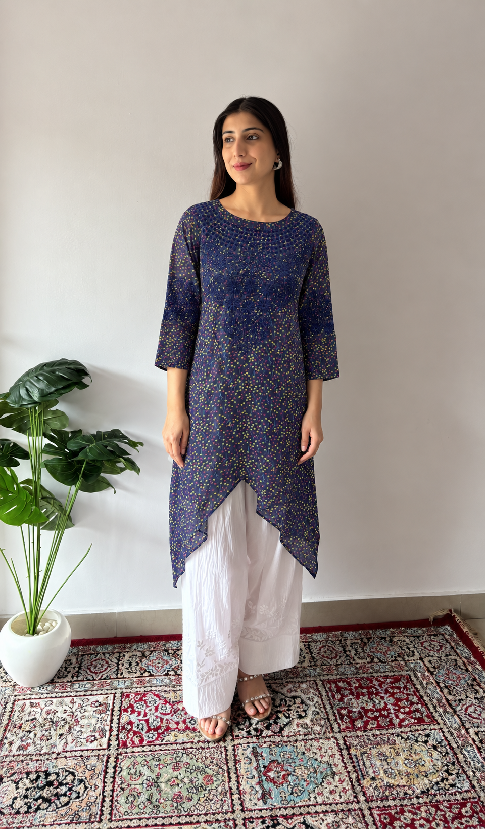 Cotton Chikankari Stitched Kurti HONC070219