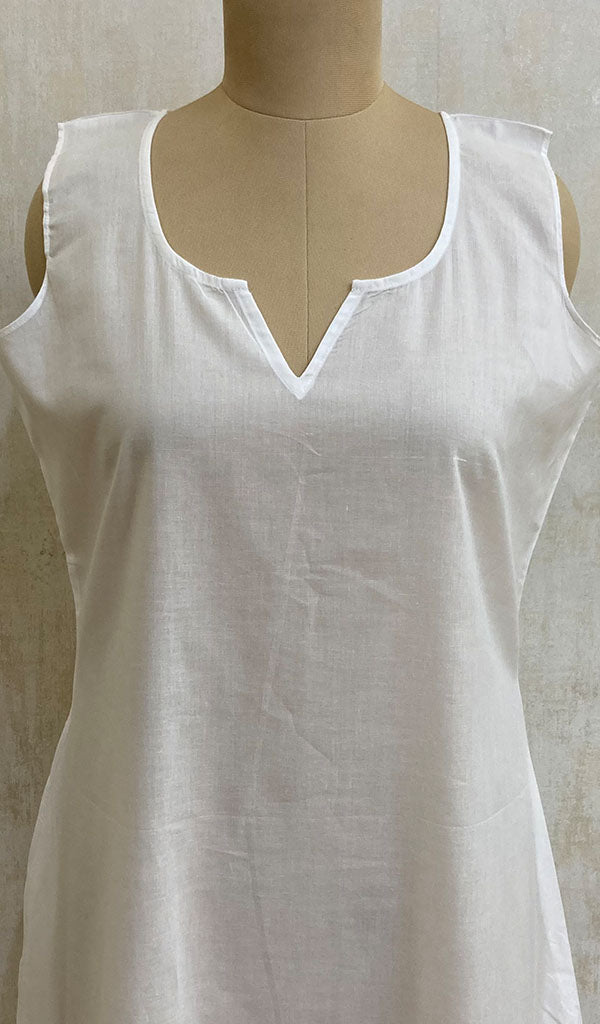 Women's White Cambric Cotton Long A-Line Slip - NC0400